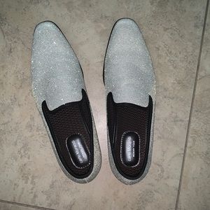 Size 11 men’s dress shoes. Silver with a shiny sparkle to them